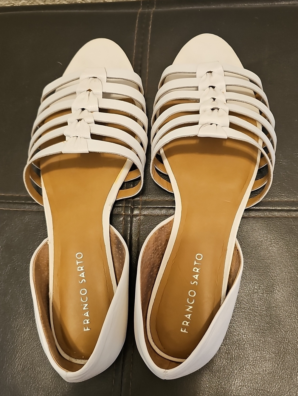 Franco Sarto White Strappy Slide Mules